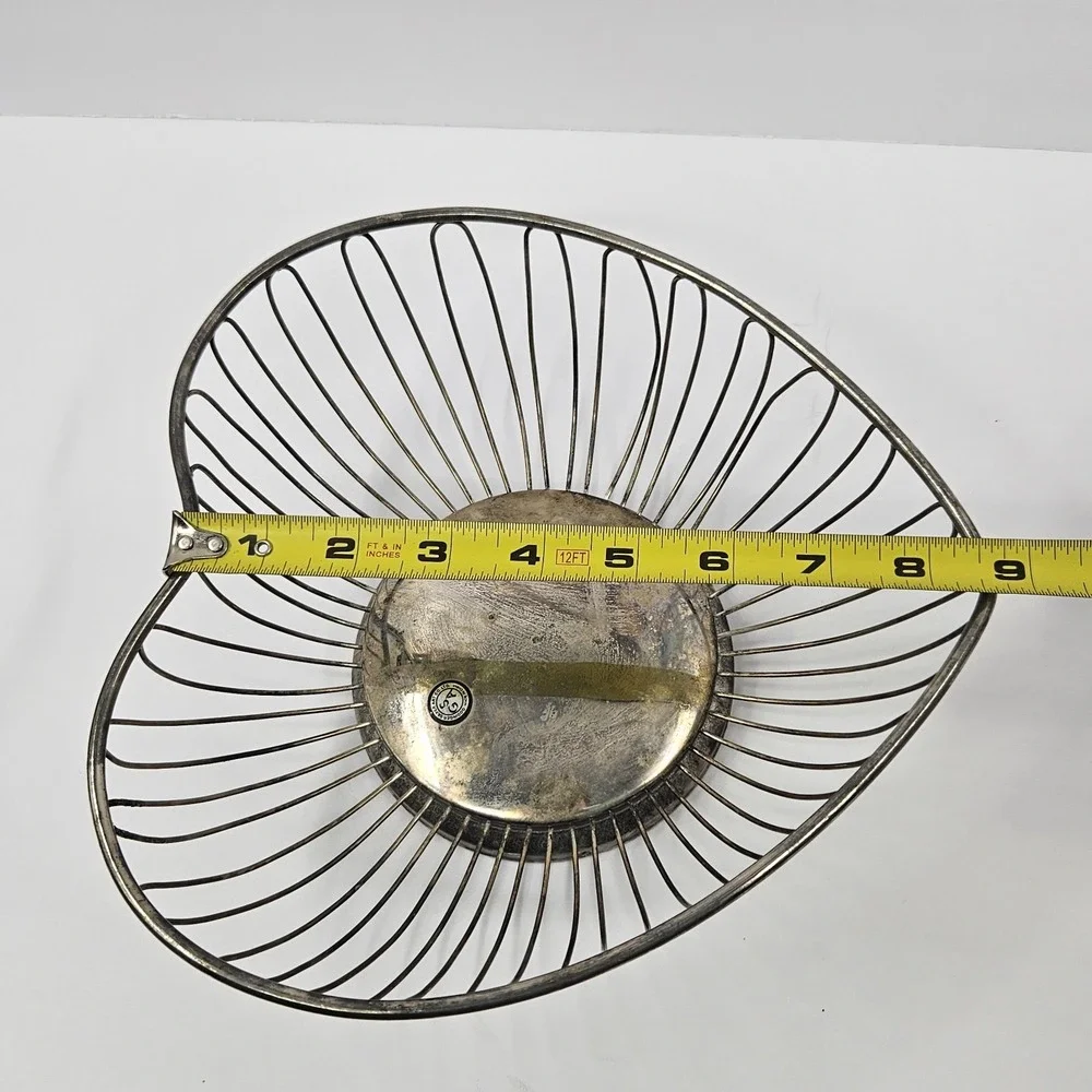 Godinger Silver‎ Plated Heart Dish Basket 10 Inch Wire Bowl Vintage Decor